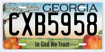 GA license plate CXB5958