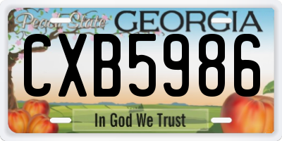 GA license plate CXB5986