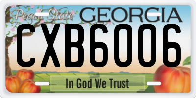 GA license plate CXB6006