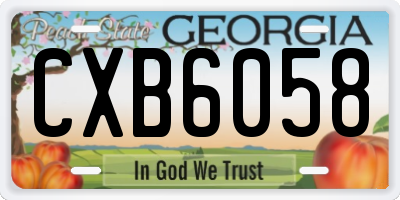 GA license plate CXB6058