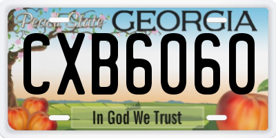 GA license plate CXB6060