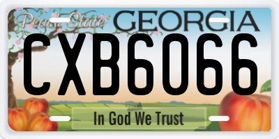 GA license plate CXB6066