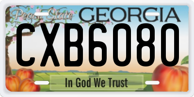 GA license plate CXB6080