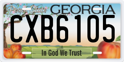 GA license plate CXB6105