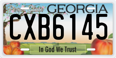 GA license plate CXB6145