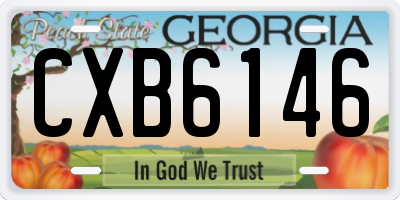 GA license plate CXB6146