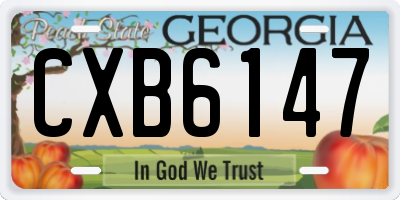 GA license plate CXB6147