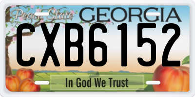 GA license plate CXB6152