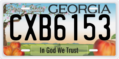 GA license plate CXB6153