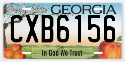 GA license plate CXB6156