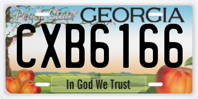 GA license plate CXB6166