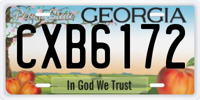 GA license plate CXB6172