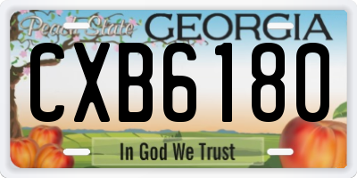 GA license plate CXB6180