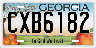 GA license plate CXB6182