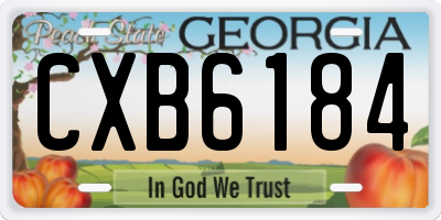 GA license plate CXB6184