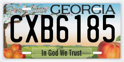GA license plate CXB6185