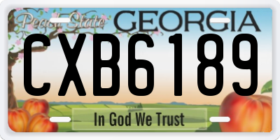 GA license plate CXB6189