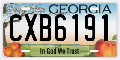 GA license plate CXB6191