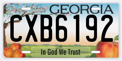GA license plate CXB6192