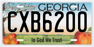 GA license plate CXB6200