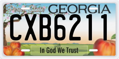 GA license plate CXB6211
