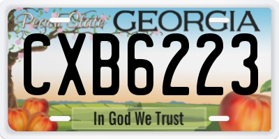 GA license plate CXB6223