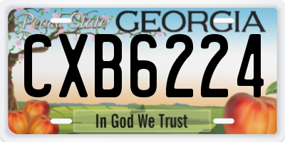 GA license plate CXB6224