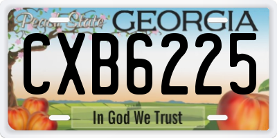 GA license plate CXB6225