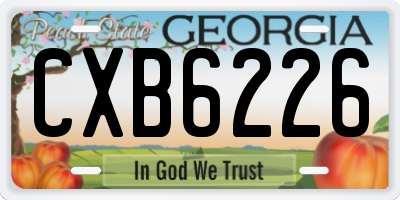 GA license plate CXB6226