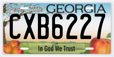 GA license plate CXB6227