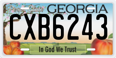 GA license plate CXB6243