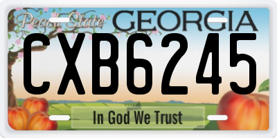 GA license plate CXB6245