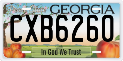 GA license plate CXB6260