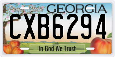 GA license plate CXB6294