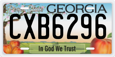 GA license plate CXB6296