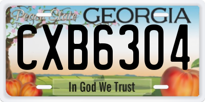 GA license plate CXB6304