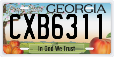 GA license plate CXB6311