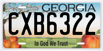 GA license plate CXB6322