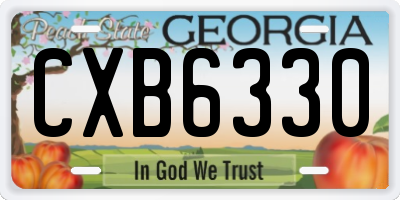 GA license plate CXB6330