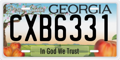GA license plate CXB6331