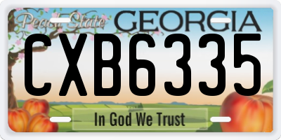 GA license plate CXB6335