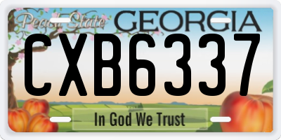 GA license plate CXB6337