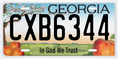 GA license plate CXB6344