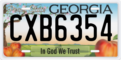 GA license plate CXB6354
