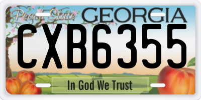 GA license plate CXB6355