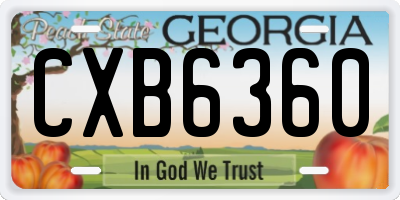 GA license plate CXB6360