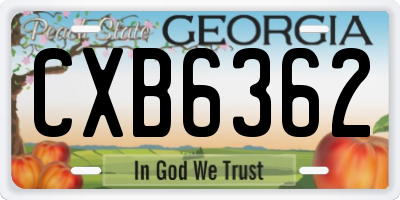 GA license plate CXB6362