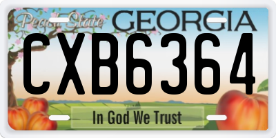 GA license plate CXB6364