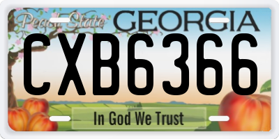 GA license plate CXB6366