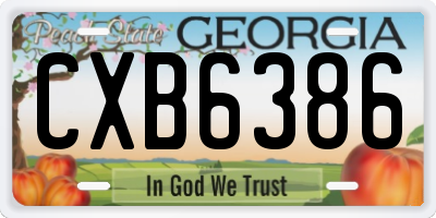 GA license plate CXB6386